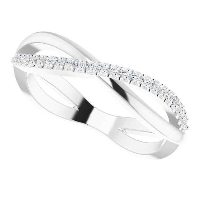 Infinity Design Round Diamond Wedding Band Open Twist Anniversary Ring-VIRABYANI